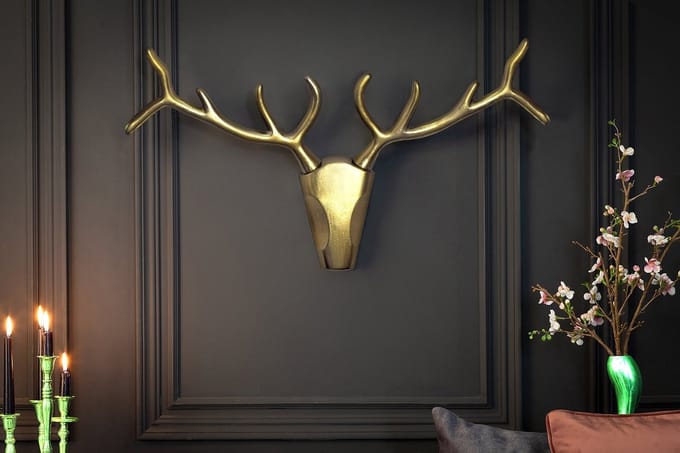 Moderne wanddecoratie VEADO 100cm gouden hertengewei - 45171