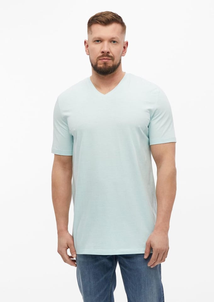 Katoenen mélange T-shirt met V-hals s.Oliver