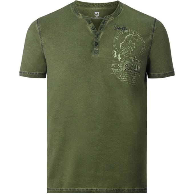 Jan Vanderstorm herren T-Shirt - 60/62 - olijf - Plus Size