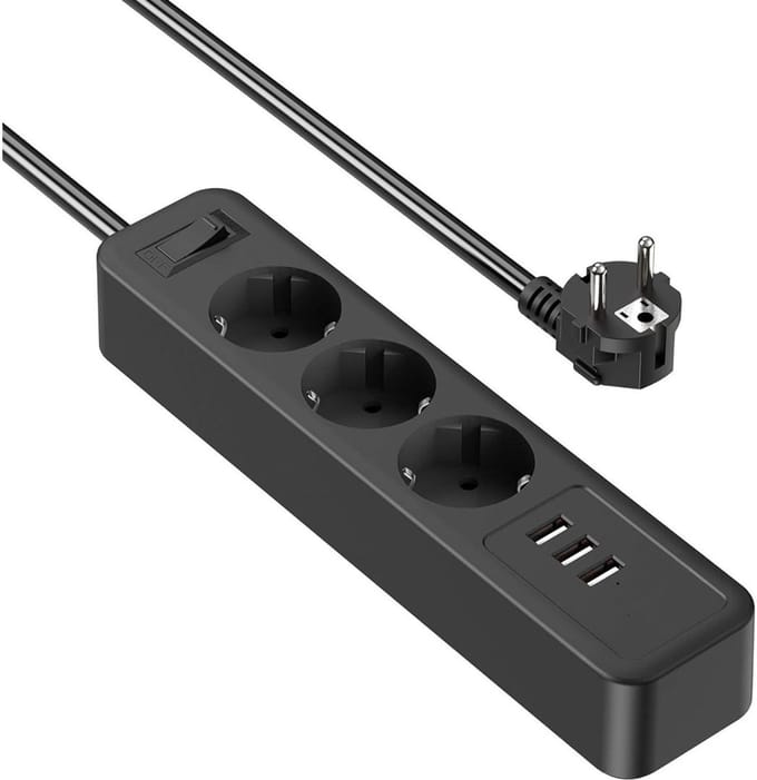 VELTRR® Stekkerdoos met USB - Verdeelstekker - Stopcontact Splitter - Zwart