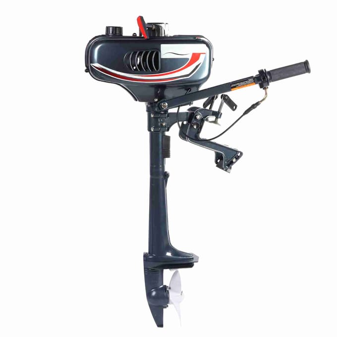 Moteur Hors-Bord Essence 2 Temps 3.5HP Arbre de Timonerie Moteur de Bateau Système de Refroidissement par Eau black