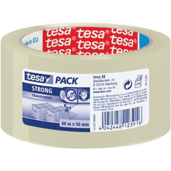 Verpakkingstape tesapack® Strong 66mx50mm PP transparant