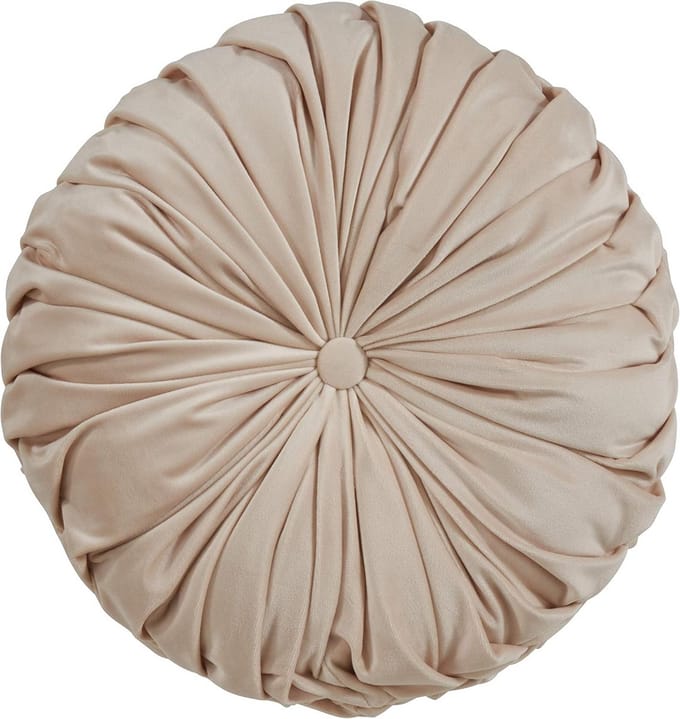 Rond fluwelen pintuck accentkussen 14 inch poly gevuld - natuurlijk