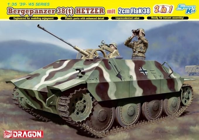 Dragon Modelbouwpakket Militaire voertuigen - 6399 Bergepanzer 38(t) Hetzer mit 2cm FlaK 38 Plastic - 1:35 - Modelbouw