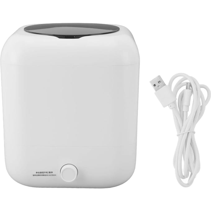 Mini Wasmachine 5L Draagbare Ondergoed Wasmachine Digitaal Display 3 Niveaus Timer wit