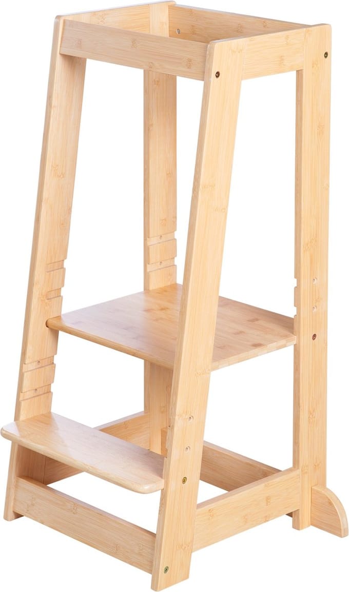 roba Houten Learning Tower - Volgens het Montessori-Principe - Belastbaar tot 80kg - Bamboe
