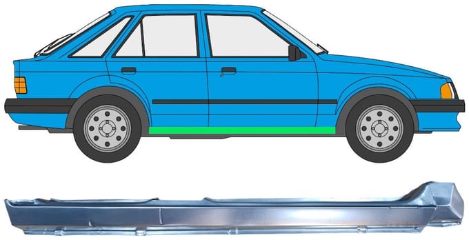 Volledige dorpel voor Ford Escort 1980-1986 / Rechts