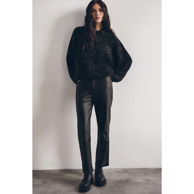 Mikuta The Black Sparkly Fluffy Knit Sweater Größe: M | Pullover Outlet | Damen | Schwarz