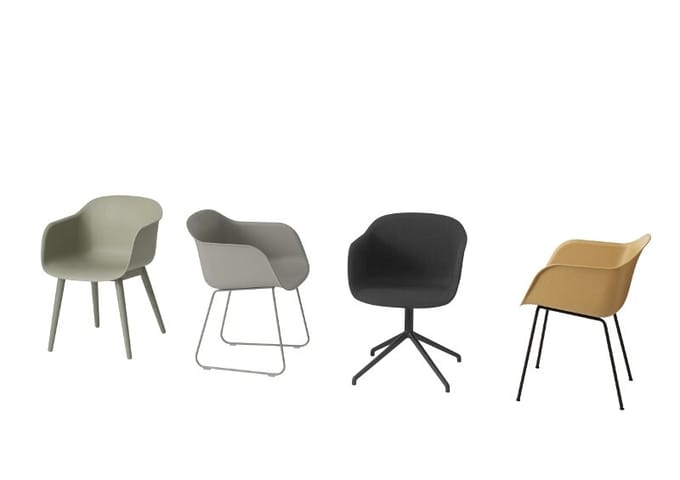 Muuto - Fiber armleunstoel Draaivoet - moddergroen - Frame moddergroen