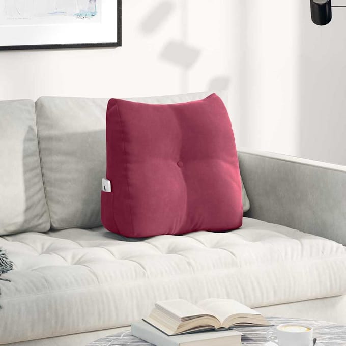 vidaXL - Rugkussen - Wijnrood - 45 - x - 24 - x - 50 - cm - Fluweel