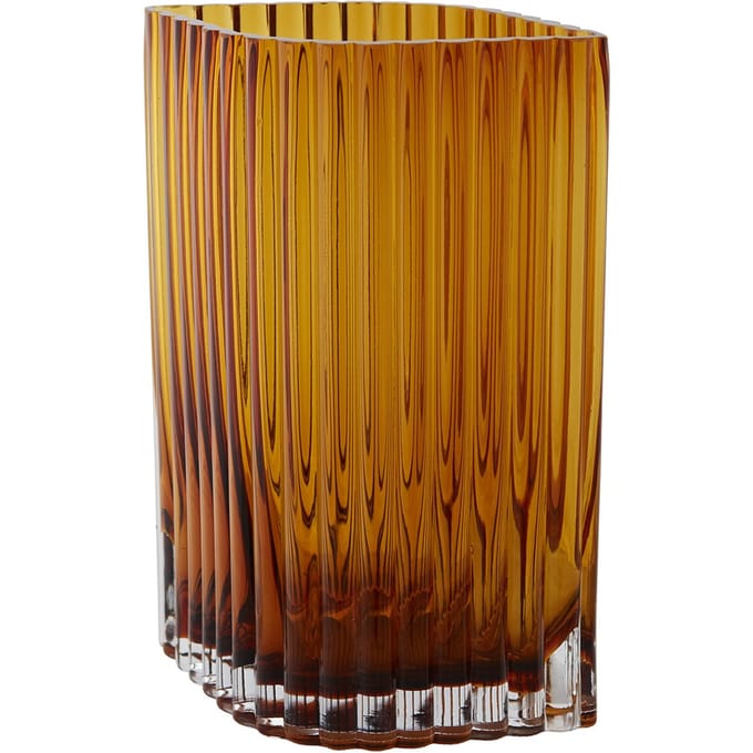 AYTM Vaas Folium, hoogte 25 cm, amberkleurig, glas