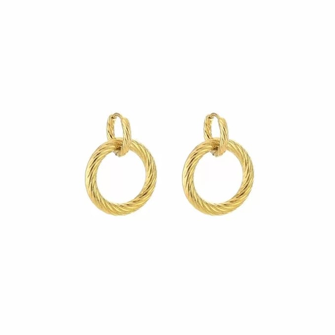 Bijoutheek Oorhangers 2 Gedraaide Circles Goud