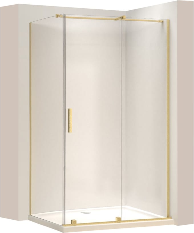 Rea Montana 140X80 Brush Gold - 200 cm - Douchecabine - Rechthoek - Geborsteld Goud