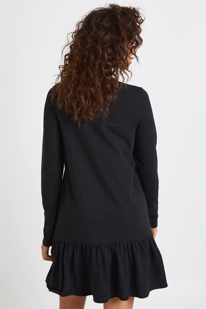boohoo Dames Lange Mouwen Drop Zoom Smock Jurk | Black | Maat: 8