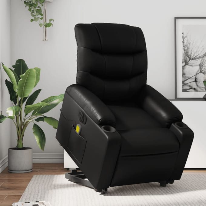 vidaXL - Sta-op-massagestoel - elektrisch - kunstleer - zwart