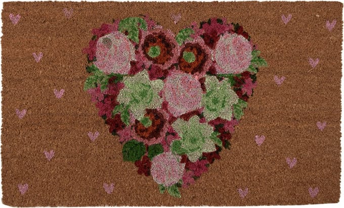 Clayre & Eef Deurmat 75x45 cm Bruin Kokos Bloemen