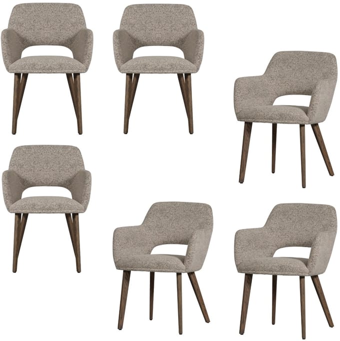 WOOOD Murat Eetkamerstoelen Houten Bruine Poot - Naturel - Set van 6