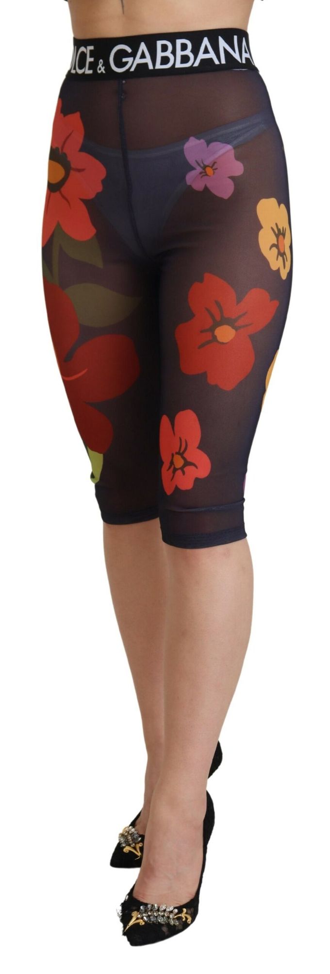 Bloemenprint Mesh Legging Korte Stijl