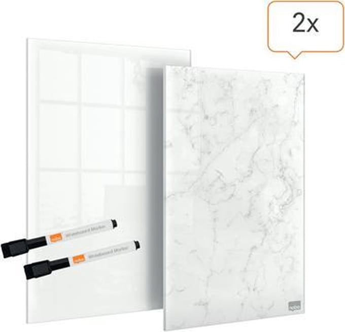 Nobo Mini Notitieborden Glas 230x152mm Pak van 2 stuks