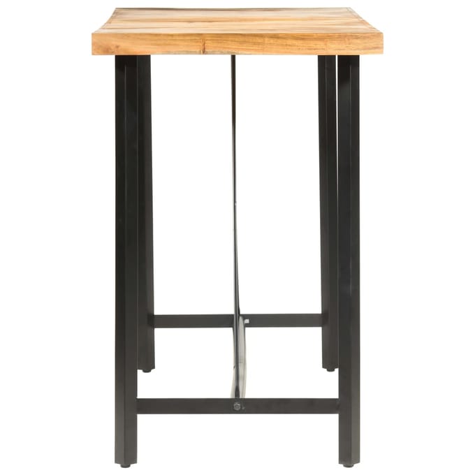 vidaXL - 9-delige - Barset - massief - acaciahout - en - echt - leer