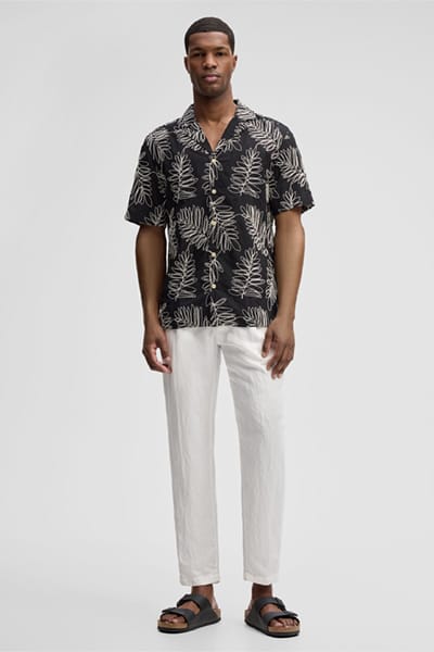 Chino van Lui met linnen, offwhite