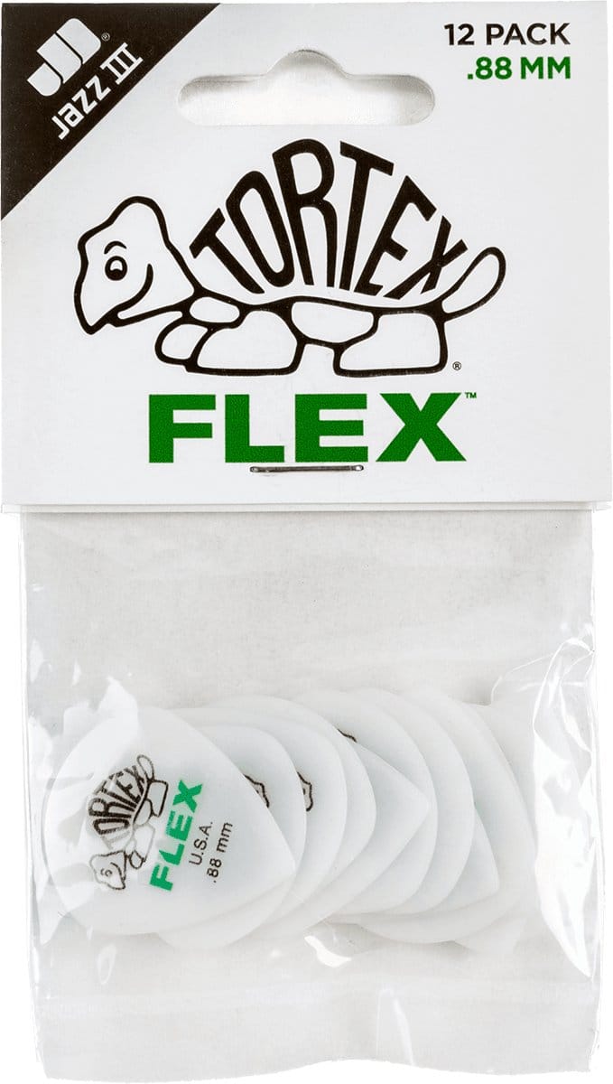 Jim Dunlop Tortex Flex - Plectrums - Jazz III - 0,88 mm - Player's Pack