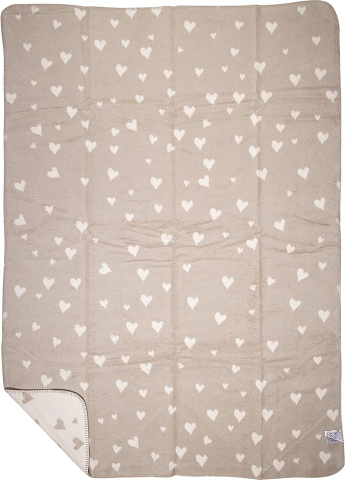 plaid hartjes all over beige 130x180cm