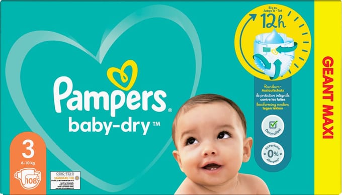 Pampers - Baby Dry - Maat 3 - Maxi Geant - 108 luiers