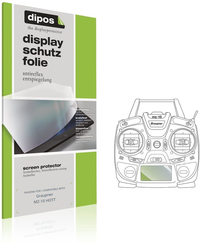dipos – 2x Matte Beschermfolie geschikt voor Graupner MZ-10 HOTT | Krasbestendige & antireflecterende Screenprotector Ultra-Thin