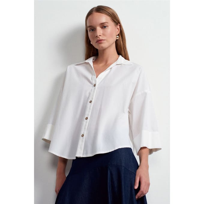 Losse Katoenen Poplin Shirt