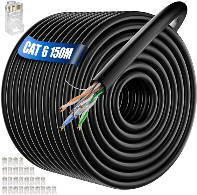 Lange Buiten Ethernet Kabel 150 Meter Cat 6 UTP Netwerkkabel voor Gigabit Snelheid
