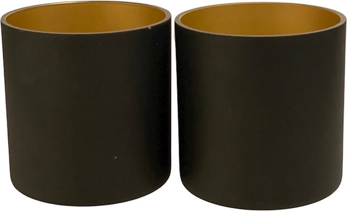 Waxinelichthoudhouder black/gold Vase the World - set van 2 stuks
