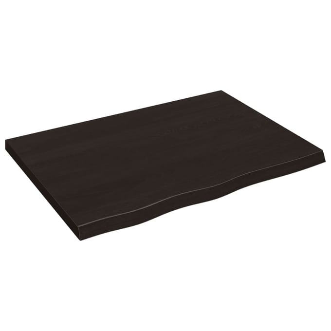 vidaXL - Wastafelblad - 80x60x(2-4) - cm - behandeld - massief - hout - donkerbruin