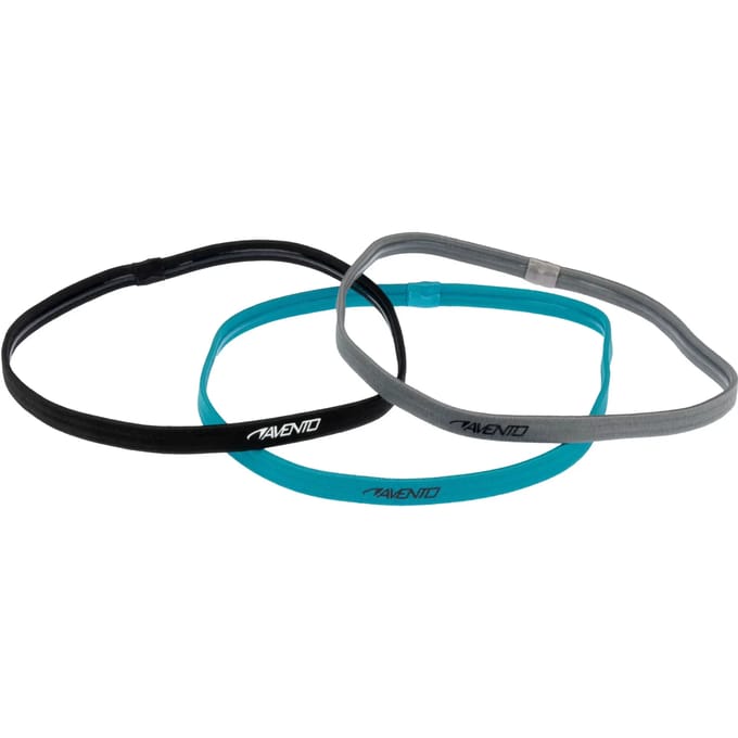 Avento Sporthaarband Elastiek - 3 stuks - Blauw/Zwart/Grijs - Antislip