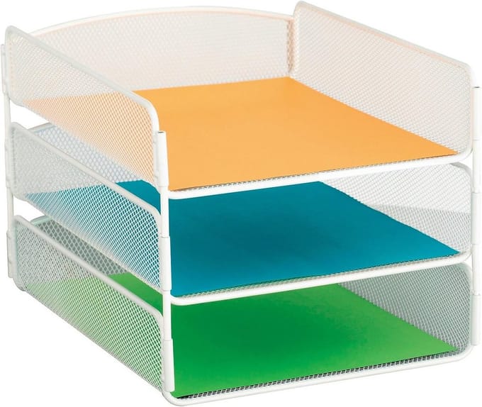 Bureau Organizer - Documentenhouder - Papier Sorteren - Duurzaam Staal Gaas - 3 Lades - Wit