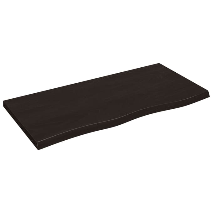 vidaXL - Wastafelblad - 100x50x(2-4) - cm - behandeld - massief - hout - donkerbruin