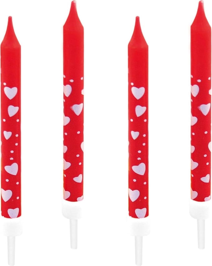Amscan Verjaardagskaarsen Hartjes 7,5 Cm Wax 10 Stuks