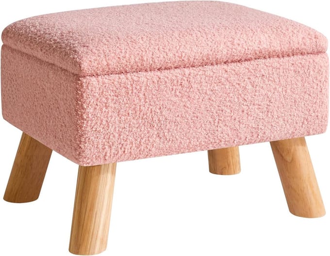 Opbergkruk met Houten Poten en Teddy Fluweel Bekleding