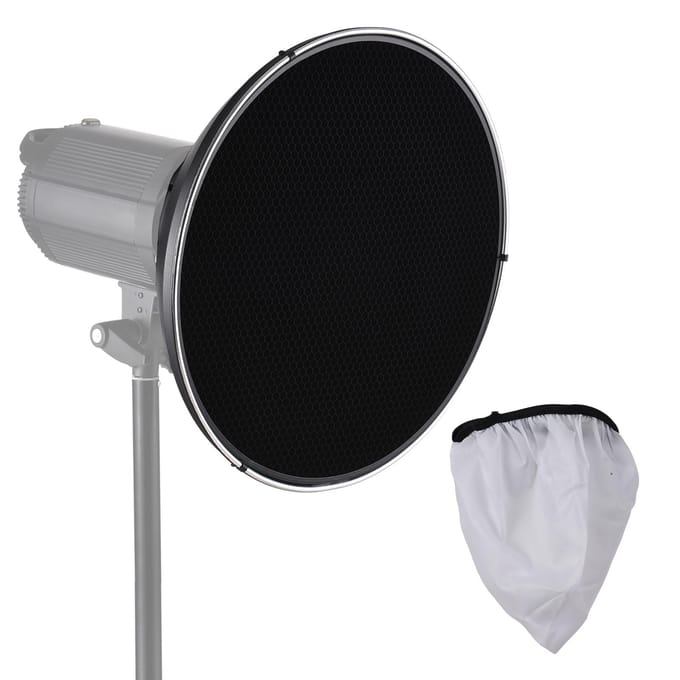 15,35 Inch Bowens Mount Beauty Dish Standaard Reflector Diffuser Lampenkap Schaal met 60 graden Honingraat zwart