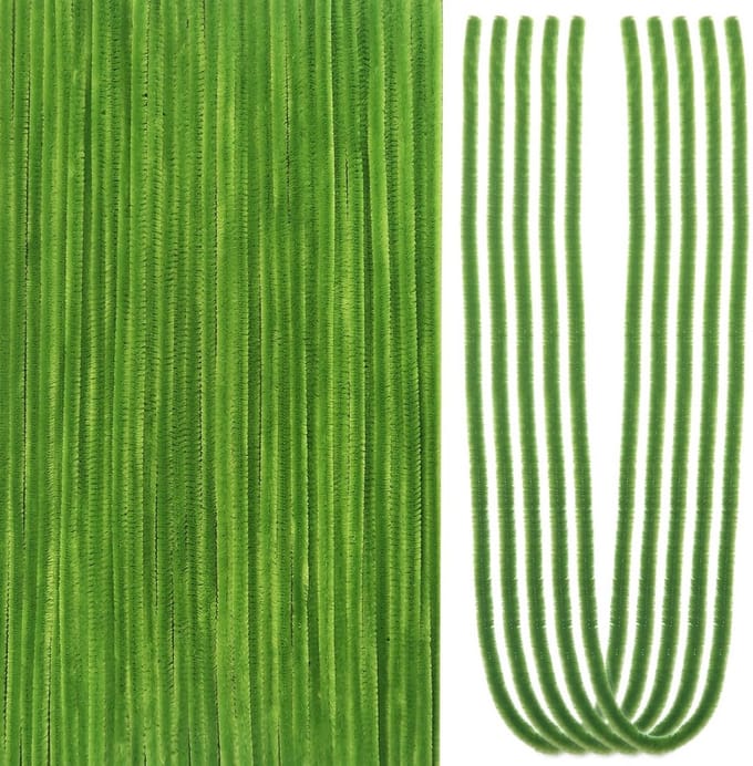 50x Grote Lichtgroene Chenille Stelen 60 cm voor Knutselen en DIY