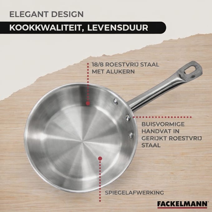 Set van 2 pannen 24 en 28 cm van roestvrij staal Fackelmann Eterna
