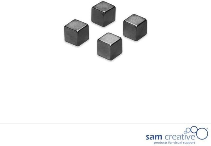 Sam Creative Whiteboard Magneten - Kubus - 10 mm - Metallic - Zwart - 4 stuks