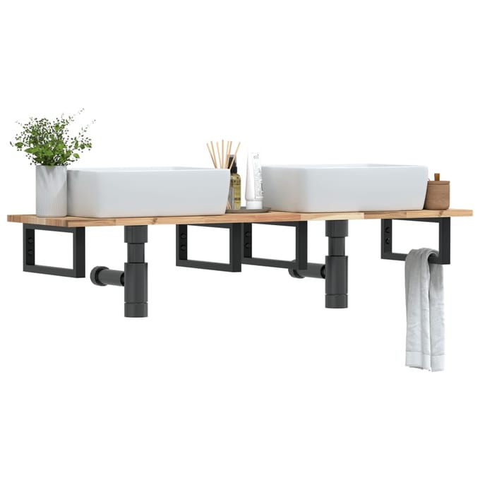 vidaXL - Badkamer - wandschap - staal - en - massief - acaciahout