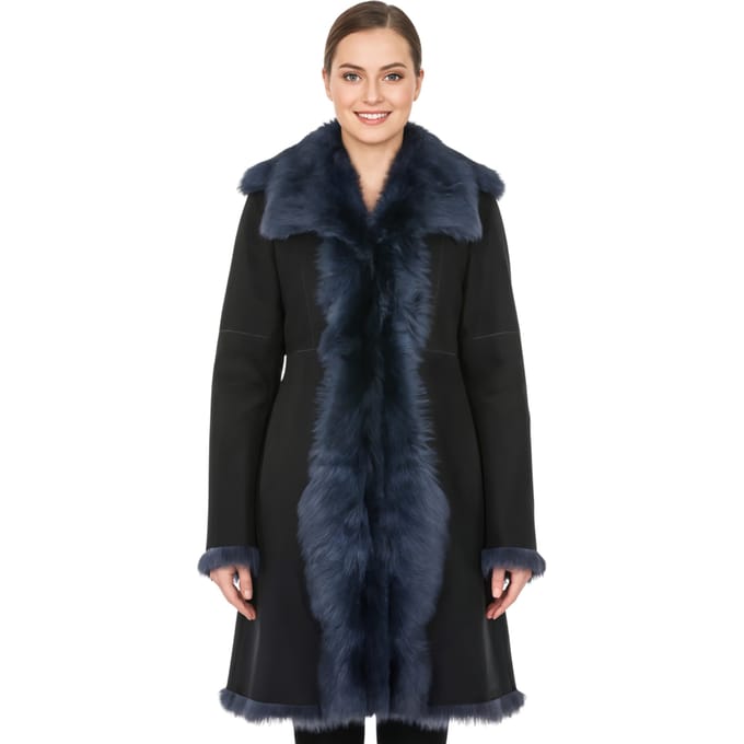 Dames marineblauwe Toscaanse schapensuède trenchcoat - Celeste
