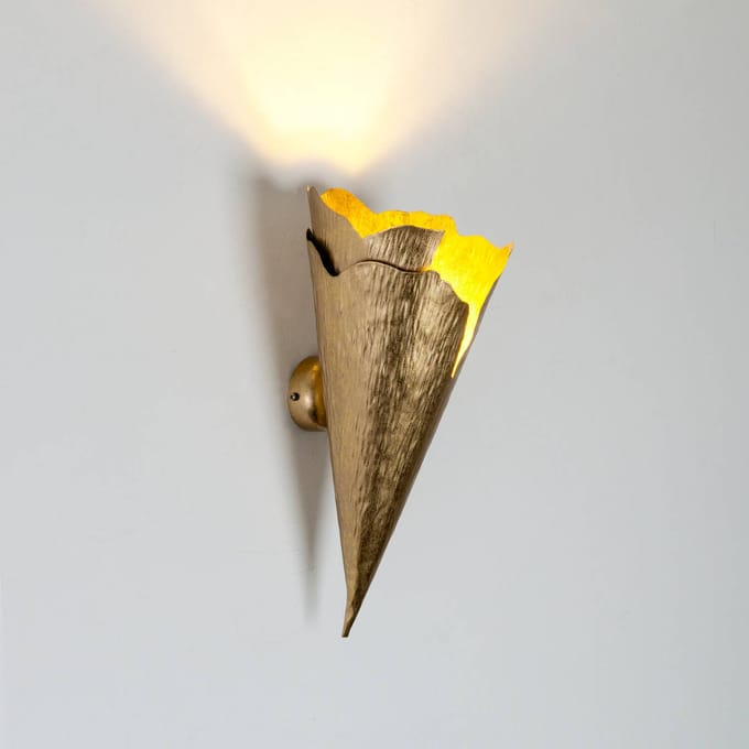 Holländer Wandlamp GINGKO QUATTRO, goudkleurig, hoogte 31 cm, metaal, G9