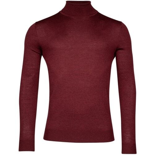 Thomas Maine Trui Merino Wool Rollneck Single Knit Bordeaux Melange / male