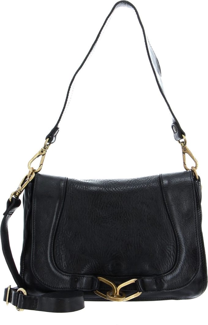 CAMPOMAGGI Leren Schoudertas Crossbody Small Nero Zwart