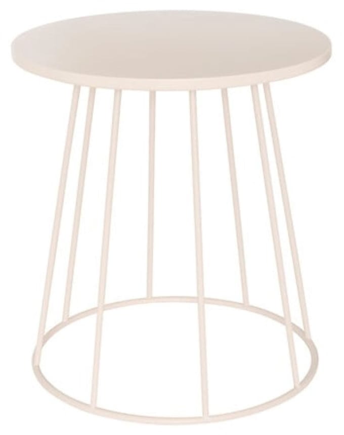 Salontafel en bijzettafel latte Ø 38 cm metaal beige rond compact
