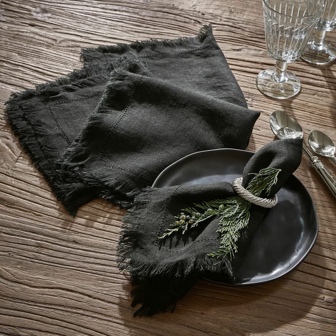 LOBERON Servet set van 4 Pibrac zwart