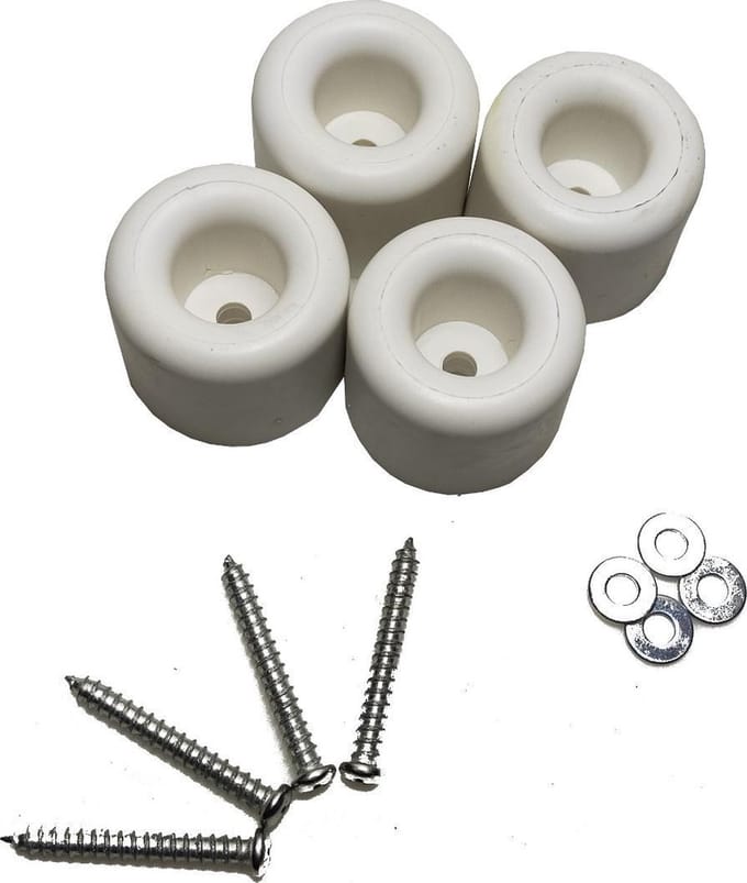 4x Deurstopper rubber deurbuffer wit rond wandmontage 30 x 40mm